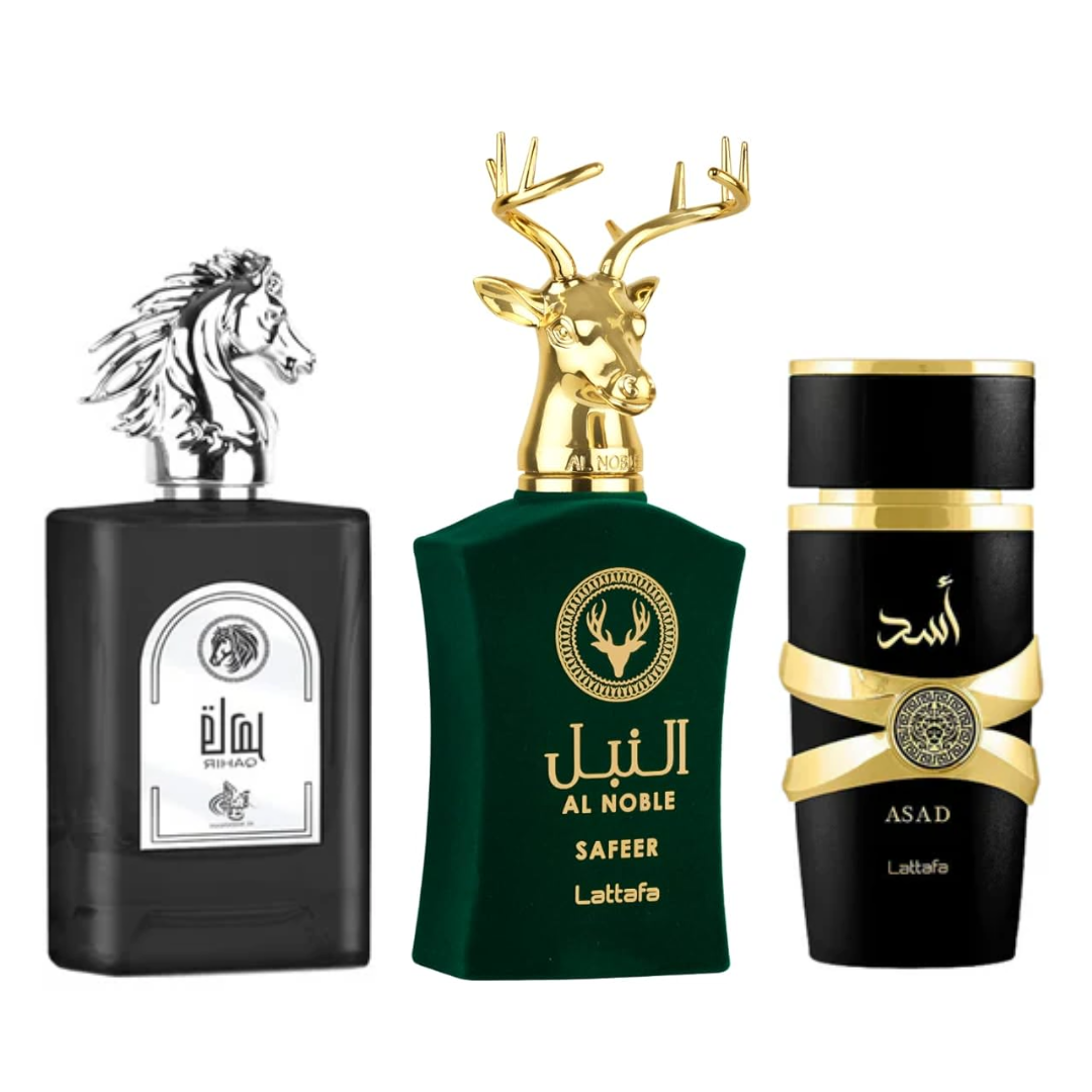 PROMOÇÃO COMPRE 1 LEVE 3 - AL WATANIAH EQAAB, AL Noble Safeer e Assad Lattafa - Oferta De Black Friday - 100ml cada